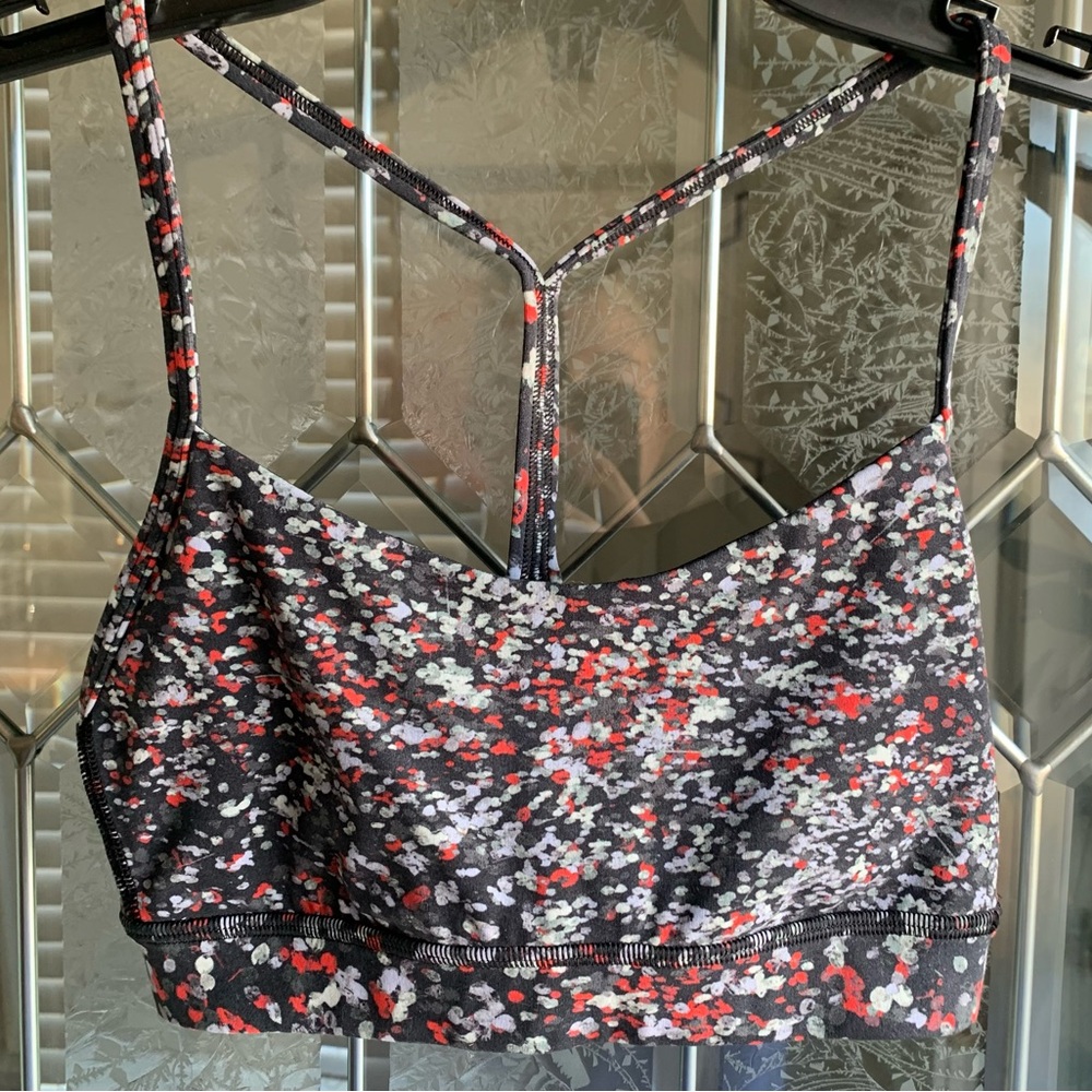 LULULEMON Black Mix Patterned Flowey Bra Size 2